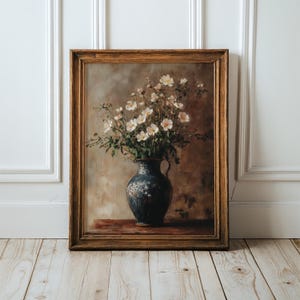 Póster de jarrón de flores antiguo