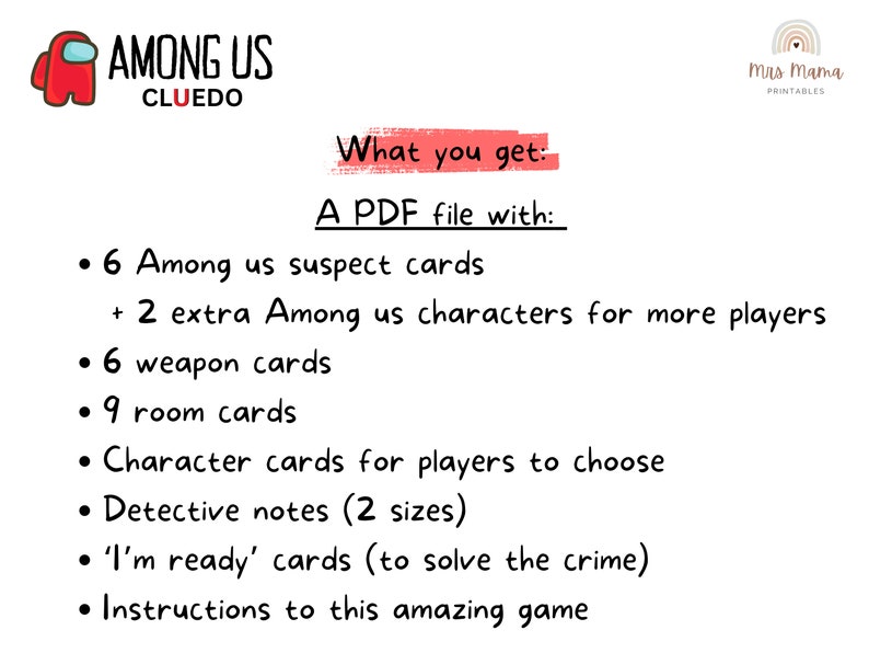 Among Us Cluedo Printable Game Card Game Fun Game Family - Etsy