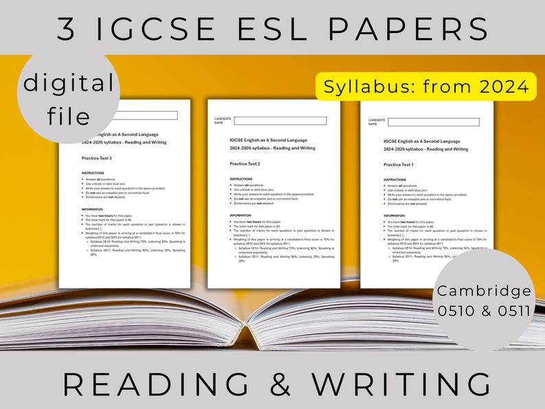 IGCSE ESL Practice Papers: Cambridge 0510/0511 Reading & Writing (PDF