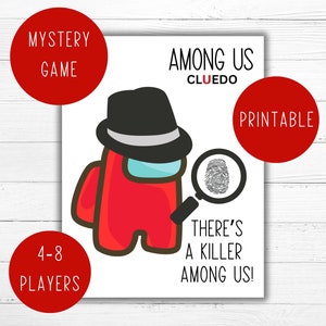 Entre nosotros, Cluedo, Clue, Juego imprimible, Juego de cartas, Juego divertido, Familia, Diversión con amigos, Noche de juegos, Descarga instantánea, Impostor, Juego misterioso