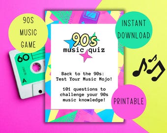 90s Music Quiz Game: Printable Trivia Night (Digital Download)