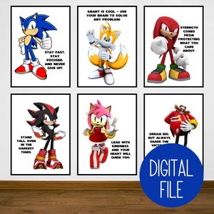 Sonic the Hedgehog Posters / Sonic and Friends Printable Art / Sonic Wall Art / Digital Download / Bedroom Wall Art / Sonic Decor Bedroom