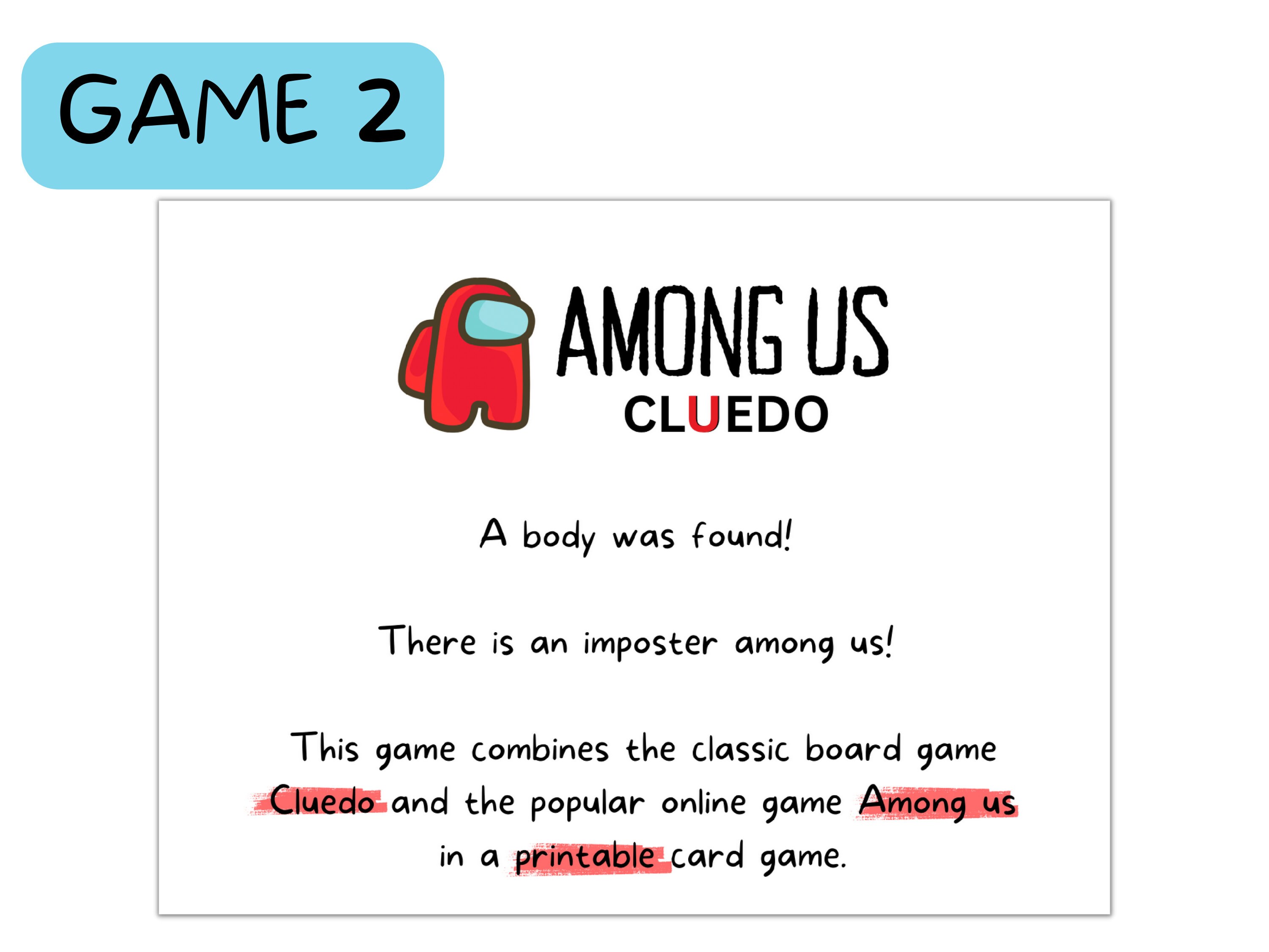 Among Us Real Life Printable Game Card Game Fun Game - Etsy