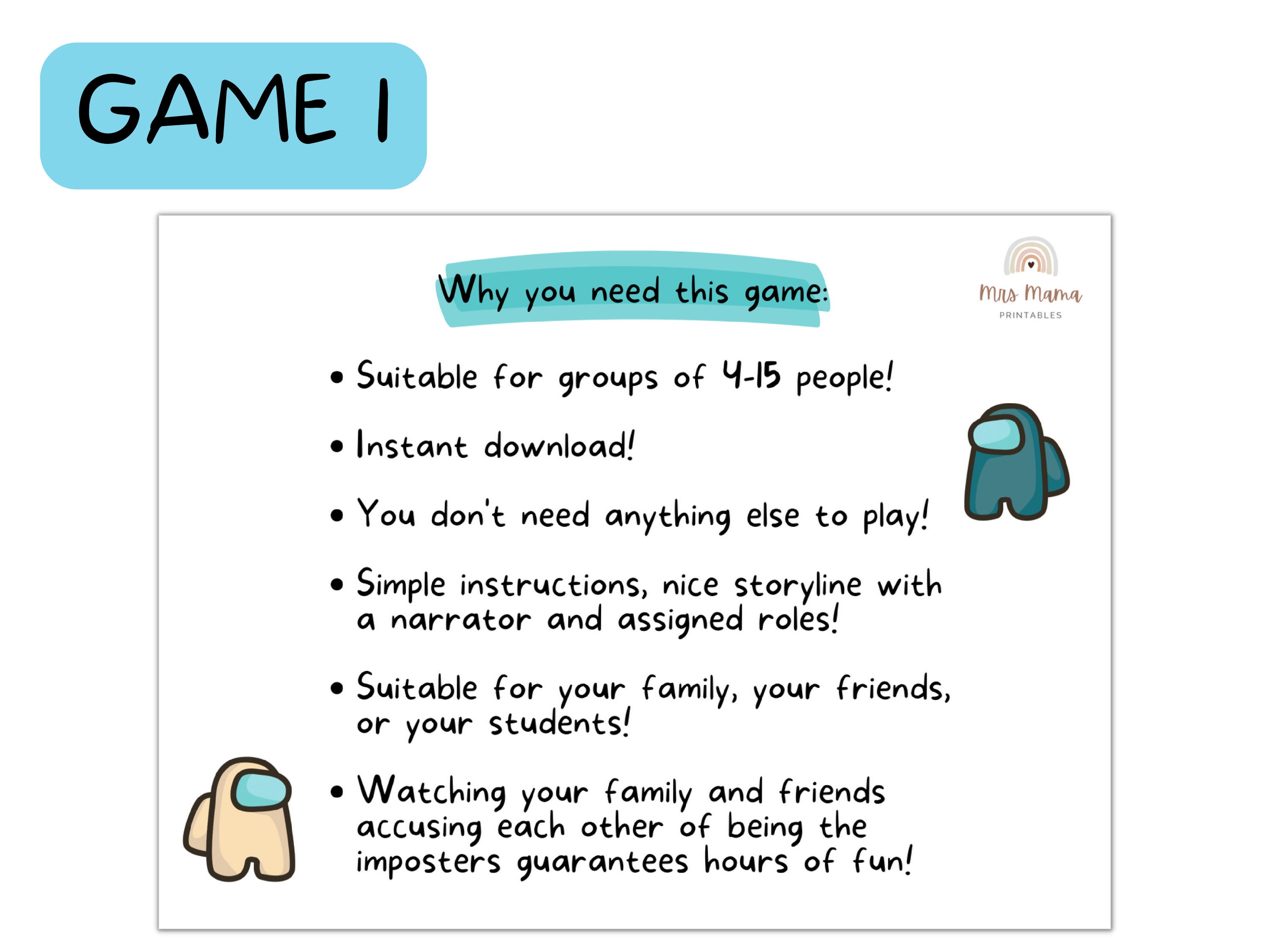 Among Us Real Life Printable Game Card Game Fun Game - Etsy