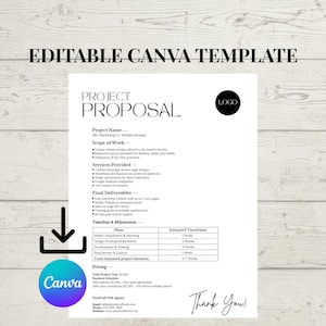 Client Proposal Template | Editable Canva Proposal for Freelancers & Agencies | Digital Download PDF