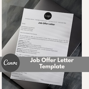 Editable Job Offer Letter Template | Modern Employment Offer Canva | HR Onboarding Letter | Printable Employer Letter