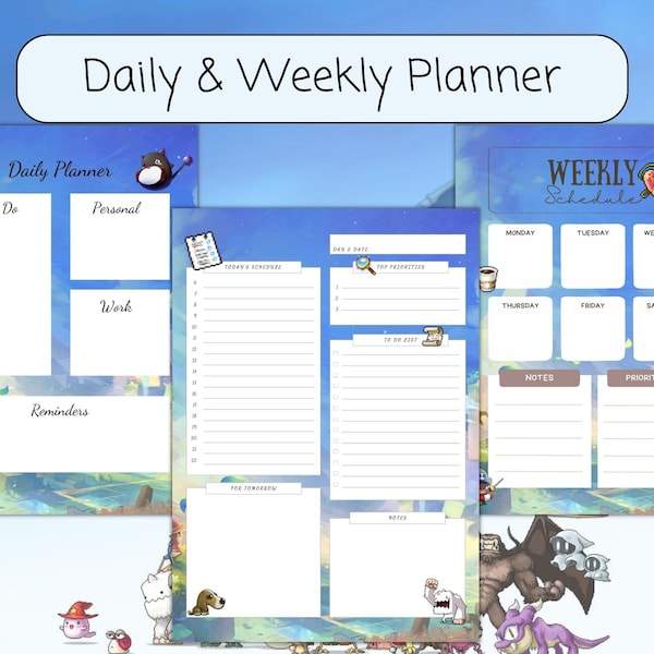 Maplestory Weekly & Daily Planner | Task Tracker | Evernotes Planner | Goal Setting Template | Ipad Planner | ADHD Planner