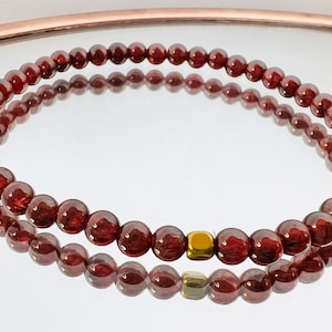 Garnet 4mm Genuine Gemstone Stretch Bracelet