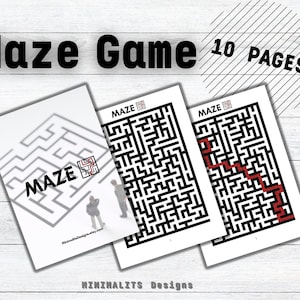 Maze Puzzle Game, Maze Puzzle Book, Printable Maze, Instant Download