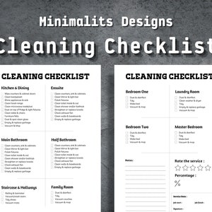 Cleaning Checklist, Cleaning planner, Housekeeping checklist, Cleaning schedule, Instant Download