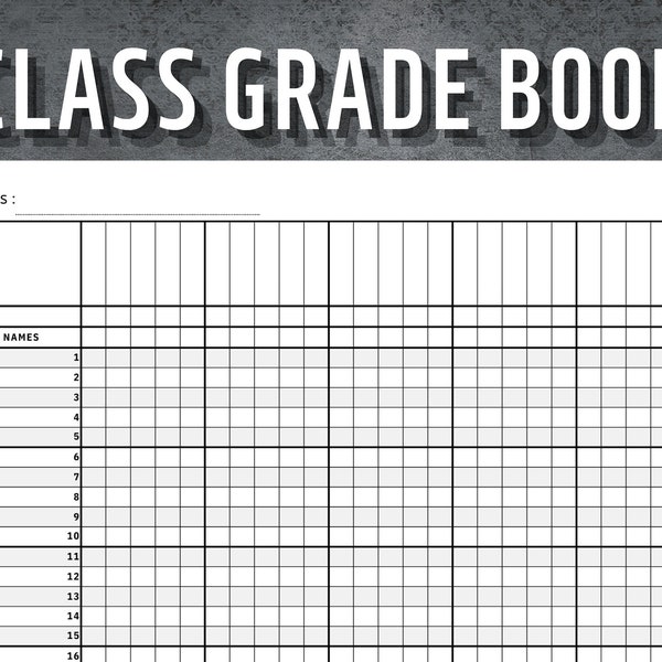 Class Grade Book, Class Record, Grade Book, Grade Tracker, Teacher Grade Book, Instant Download