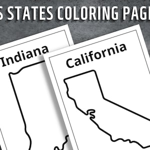 US Bundesstaaten Ausmalbilder, Geographie Malseiten, Aktivitäten für Kinder, Malseiten, die Karte der USA, zum Ausdrucken, Instant Download