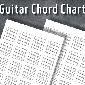 Gitaarakkoorddiagram, gitaartabbladpapier, muziekblad, gitaar blanco akkoorddiagram, afdrukbare akkoorddiagram, muziekpapier, Instant Download