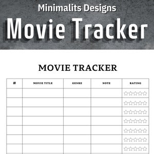 Movie Tracker, Movie Log, Movie Journal, Movies To Watch List, Printable Movie Tracker, Instant Download