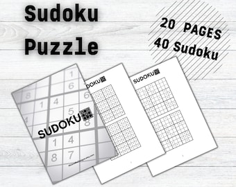 Sudoku Puzzle. Printable Puzzles. Sudoku Puzzle book. Instant Download.