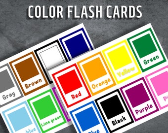 Color FlashCards, Kindergarten FlashCards, Montessori Flashcards, Learning Colors, Color Names Flashcards, Printable Cards, Instant Download