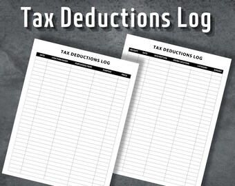 Tax Deductions Log, Financial Planner, Business Tax Log, Purchase Records, Printable Tax tracker, Instant Download