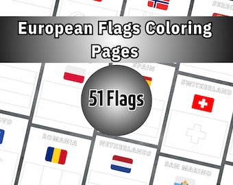 Banderas Europeas Para Colorear, Páginas Para Colorear De Banderas Imprimibles, Banderas De Países Europeos, Banderas Imprimibles, Países Europeos, 51 Países