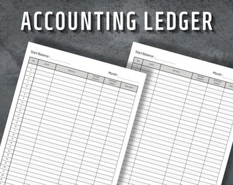 Accounting Ledger, Printable General Ledger, Money Tracker, Expense Tracking, Ideal For Your Small Business Bookkeeping, Instant Download