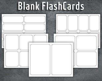 Printable FlashCards, Flash cards Template, Blank Flash cards, School Flash Cards, 5 Blank Flashcards, Instant Download