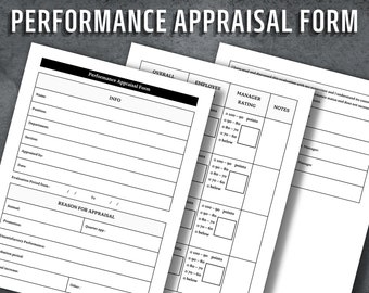Performance Appraisal Form, Performance Appraisal Form Sheet, Performance Evaluation Sheet, Evaluation Form, Instant Download