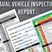 Visual Vehicle Inspection Report, Vehicle Inspection Worksheet, Car ...