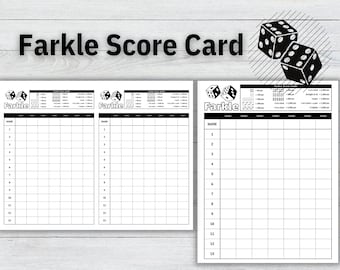 Farkle Score Card, Farkle Score Pad, dice game card, Farkle Game, Farkle Score Sheet, Printable Farkle scorecard, Instant Download