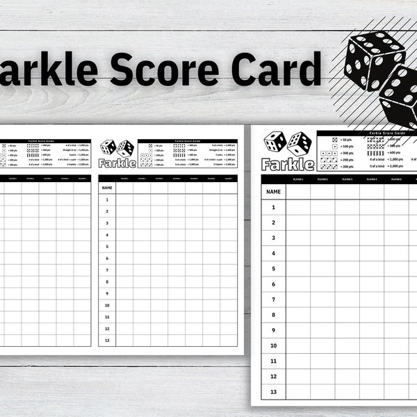 Farkle Score Sheet Printable Etsy