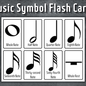 Tarjetas didácticas de símbolos musicales, tarjetas didácticas de notación musical imprimibles, tarjetas de símbolos musicales, educación en el hogar, teoría musical, tarjetas musicales, 48 símbolos musicales