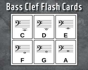 Bass Clef Flash Cards, Printable Music Note Flash Cards, Bass Clef Cards, Musical Note Flashcard, Homeschool, Music Theory, Instant Download