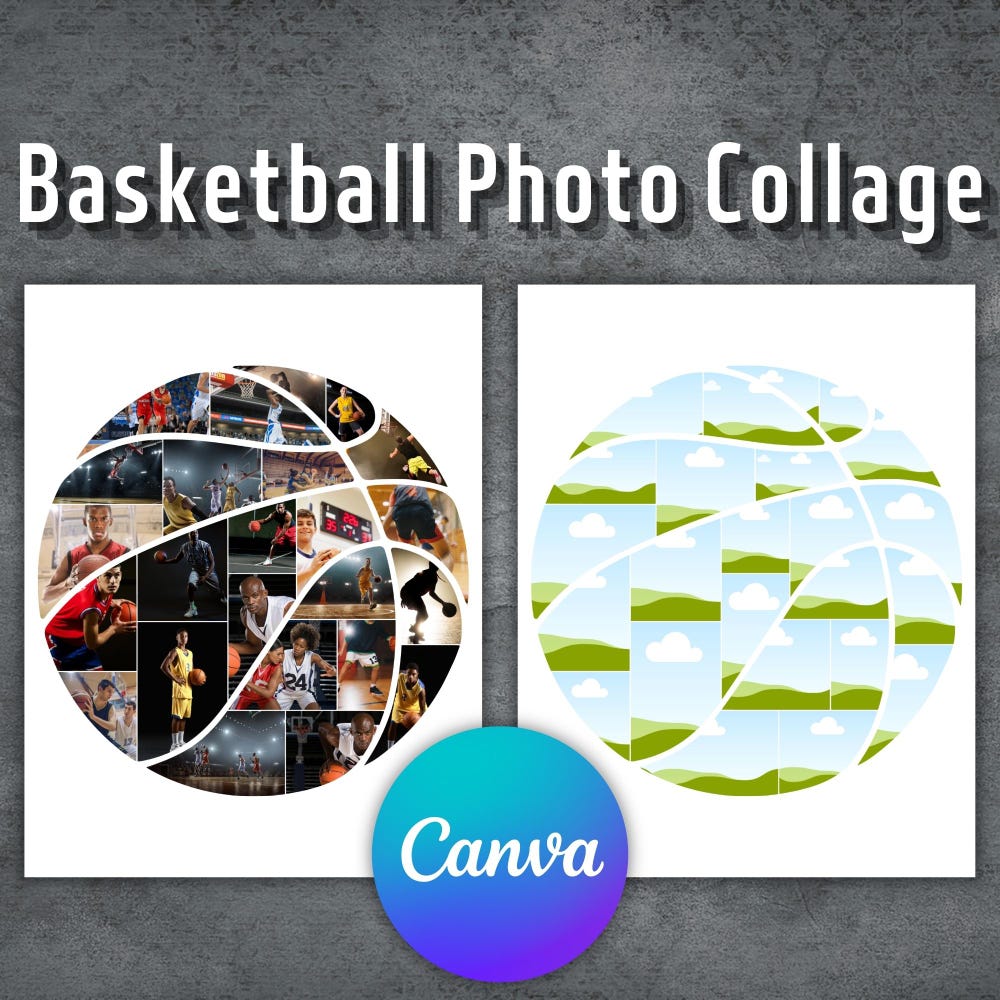 Peckshirt Custom Basketball Photo Collage, Editable Canva Template, Basketball Canva Frame, Sport Photo Collage, Canva Collage Photo, 2 Design Photo Collages