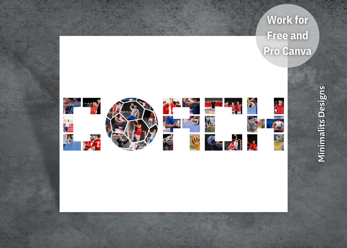 Handball Coach Photo Collage, Editable Canva Template, Handball Canva ...