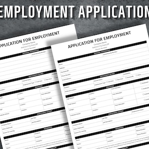 Employment Application, Application for Employment, Job Application Template, Printable Work application, Instant Download