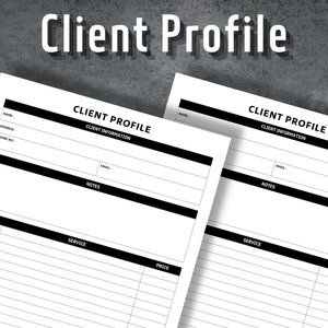 Client Profile Template, Client Information, Customer information, Customer Profile Card, Printable Client Profile, B2B, Instant Download