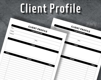 Client Profile Template, Client Information, Customer information, Customer Profile Card, Printable Client Profile, B2B, Instant Download