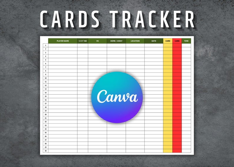 Soccer Cards Tracker Printable Football Cards Tracker Soccer Season Soccer Cards Tracker Printable Football Cards Tracker Soccer Season