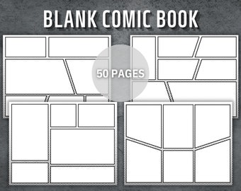 Blank comic template, Blank comic Book, Printable Storyboard, Comic Drawing, 50 different designs, Instant Download