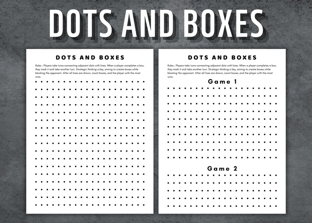 Dots and Boxes Game, Printable Dots Game, Classic Board Game, Printable