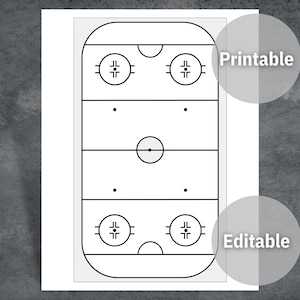 Ice Hockey Playbook Template, Printable Blank Ice Hockey Rink, Canva ...