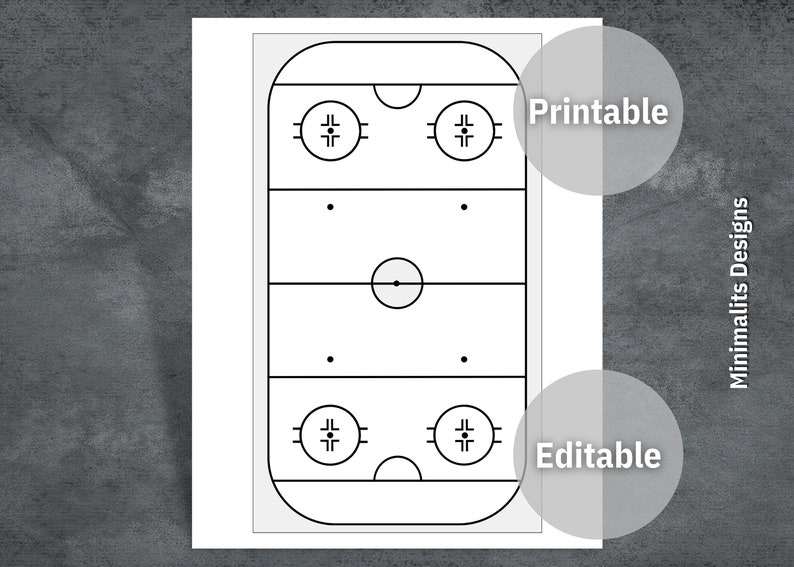 Ice Hockey Playbook Template Printable Blank Ice Hockey Rink Etsy
