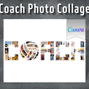 Volleyball Coach Photo Collage, Editable Canva Template, Volleyball Canva Frame, Sport Photo Collage, Collage Photo, Coach Photo Collage