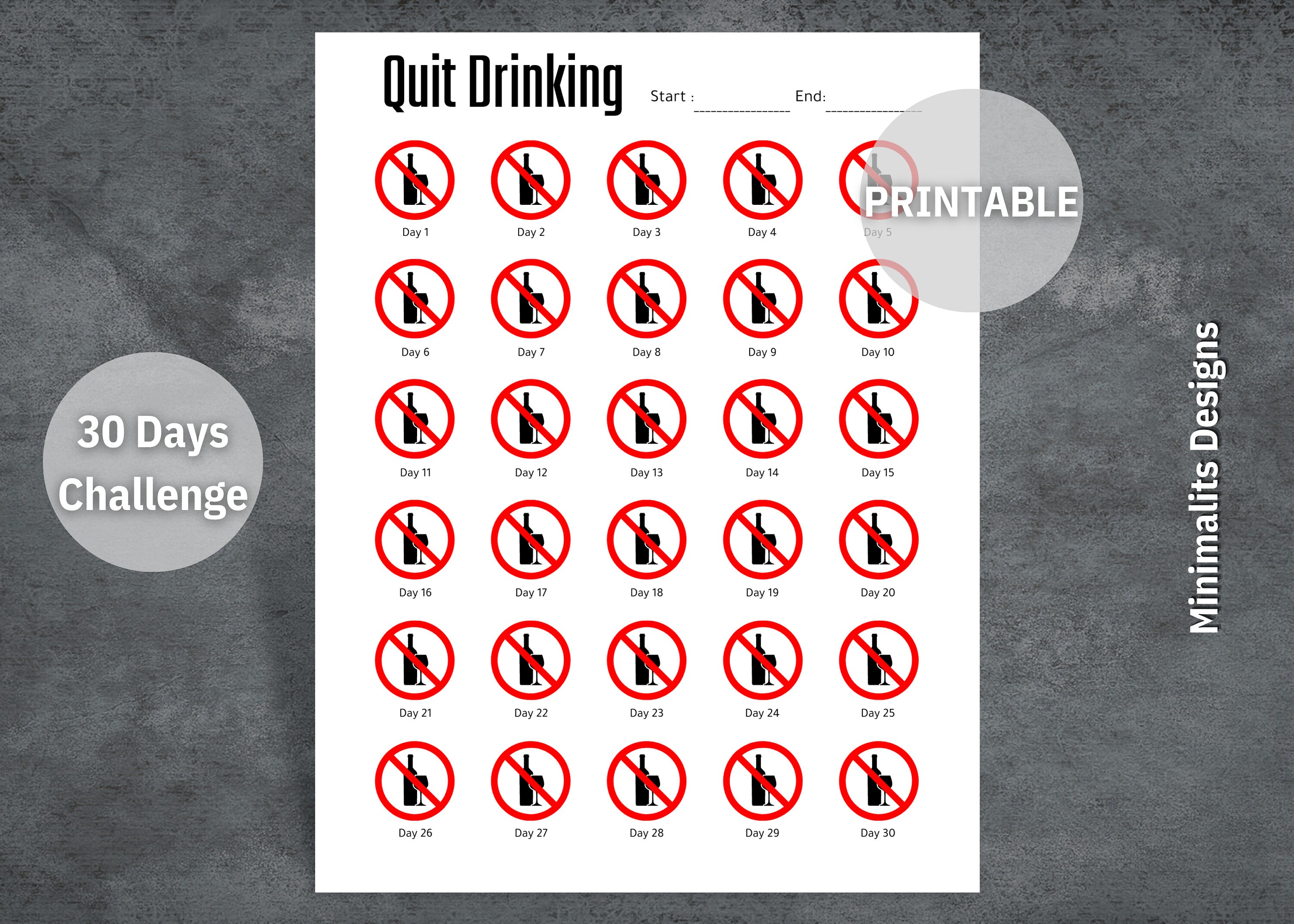 Quit Drinking Challenge Printable No Alcohol Challenge Stop Drinking Quit Drinking Challenge Printable No Alcohol Challenge Stop Drinking