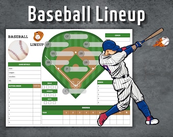 Baseball Lineup, Baseball Lineup Maker, Baseball Game Day Strategy, Printable Baseball Line up, Instant Download