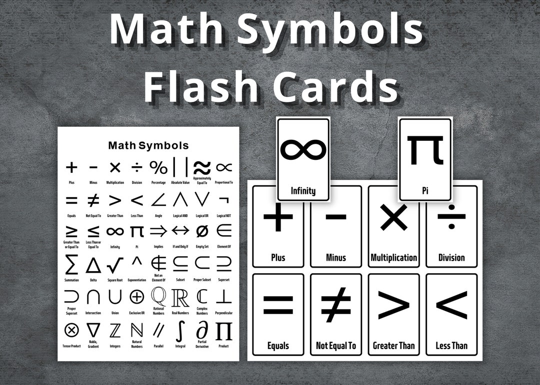 Math Symbols Flash Cards, Nomenclature Cards, Printable Math Symbols