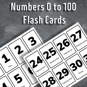 Cartes Flash chiffres, cartes Flash chiffres de 0 à 100, cartes Flash imprimables, cartes Flash mathématiques, téléchargement immédiat