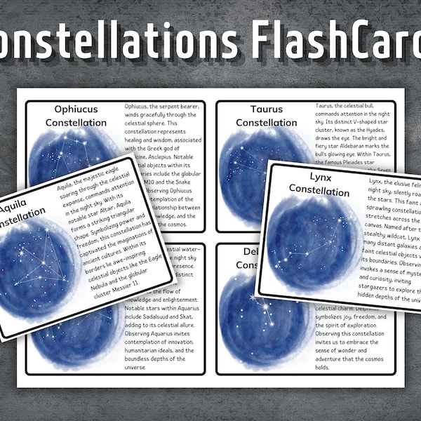 Constellations Flashcards, Preschool Flashcards, Printable Montessori Cards, Homeschooling, Nomenclature Cards, Educational Material