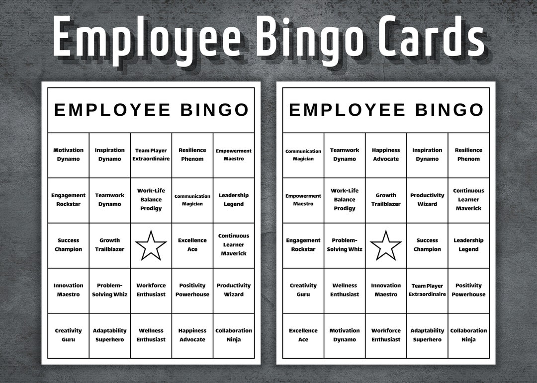 Employee Bingo Cards, Printable Employee Bingo Template, Human