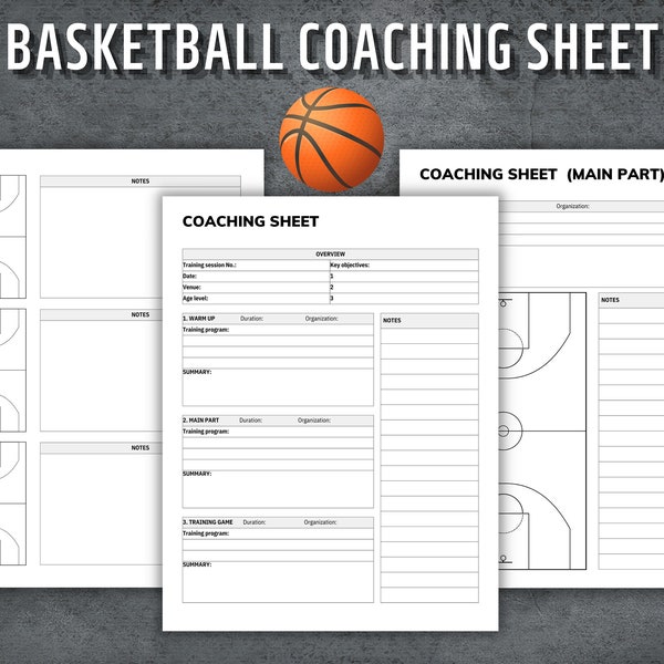 Basketball Trainingsplan, Basketball Übungsplan, Basketball Spieltag Strategie, Basketball Spieler Bewertung, Sofort Download