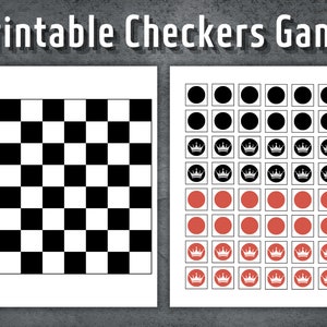 Checkers Game, Printable Checkers Game, Draught board, Draughts Game, 8 x 8 Checker Board with Checkers, Mini Checker Game, Instant Download