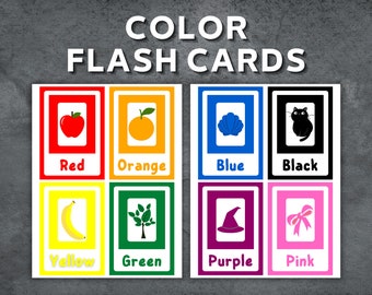Color Flash Cards, Kindergarten Flash Cards, Montessori Flashcards, Learning Colors, Color Names Flash cards, Printable Colors Cards